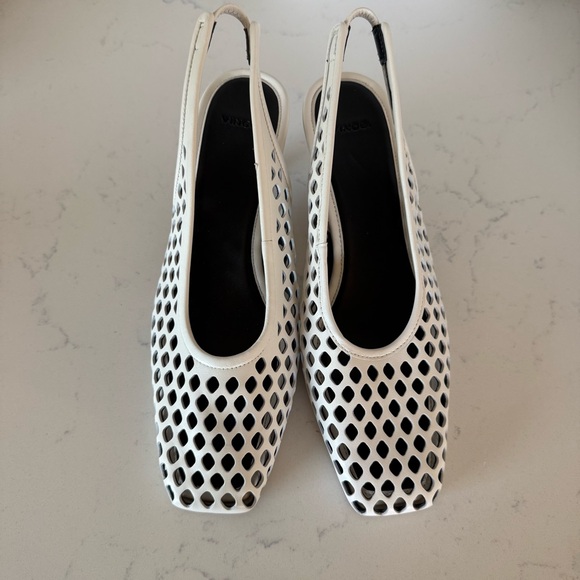 Vince Betty White Perforated Leather Slingback HeelsSize...